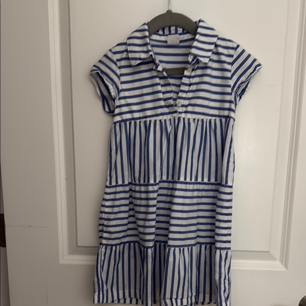 GAP Blue and White Tiered Polo Collar Sundress